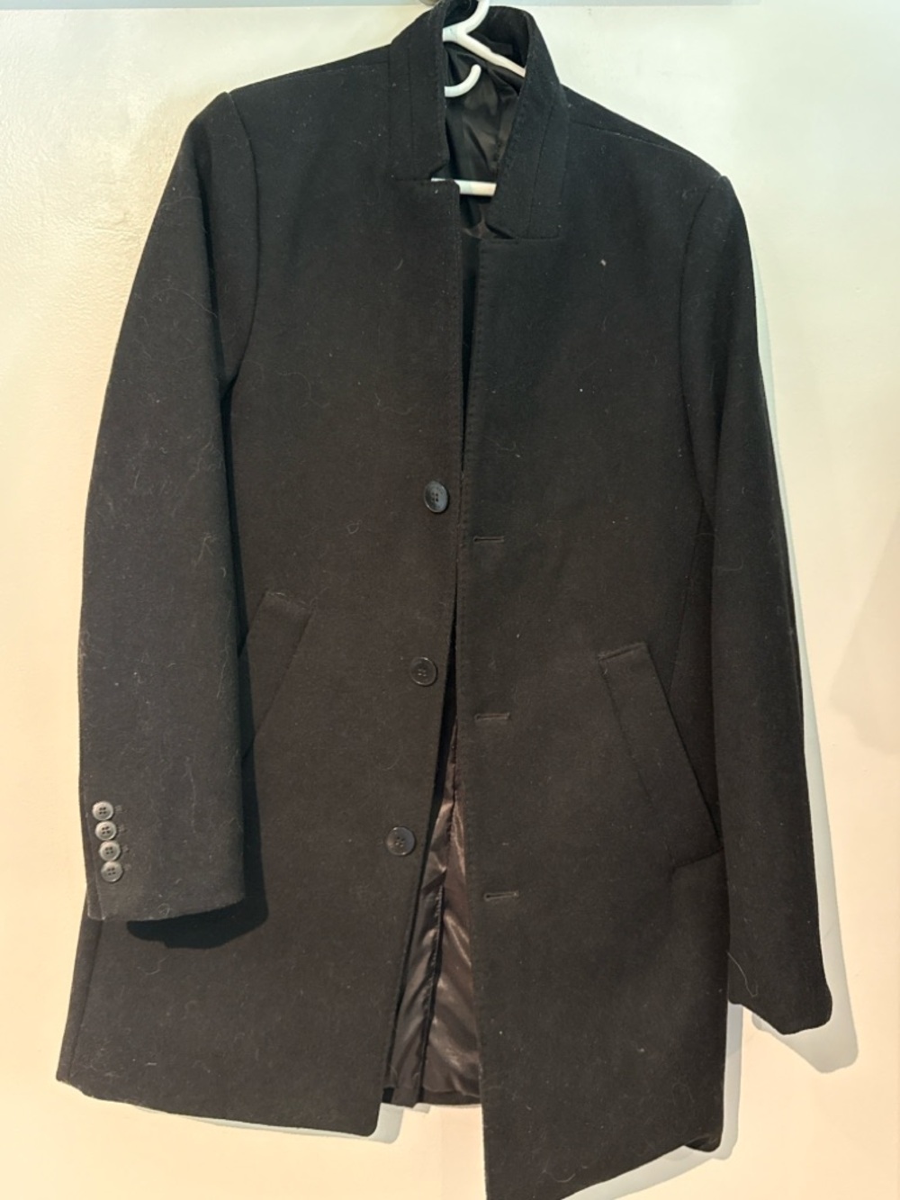 H&M Black Coat Men’s Size 38R Minimal Button Front Jacket - Picture 3 of 4